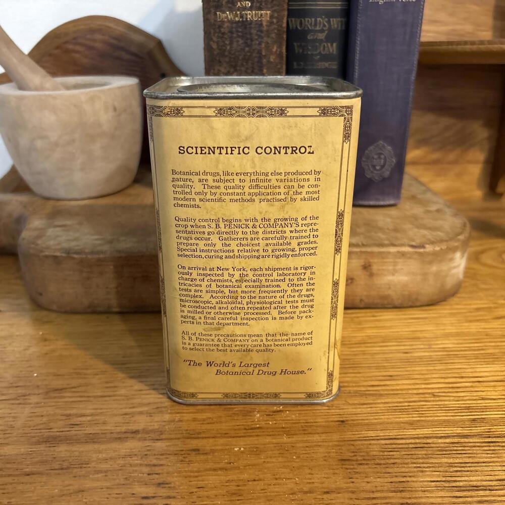 Antique PENICK & CO, Nut Galls Aleppo 1 Lb Tin Initial Line Apothecary Pharmacy - Picture 2 of 9